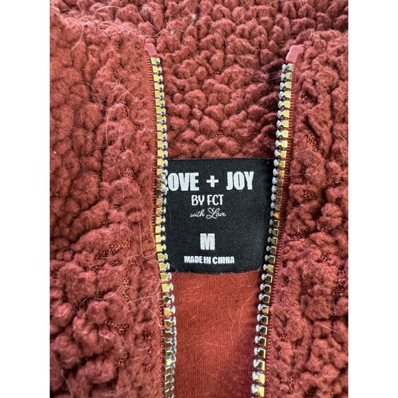 Love & Joy By FCT With Love Cropped Orange Fleece Jacket Size Medium M - Picture 3 of 4
